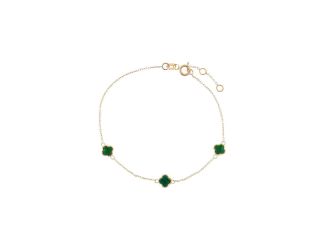 Triple Malachite Stone Clover Bracelet