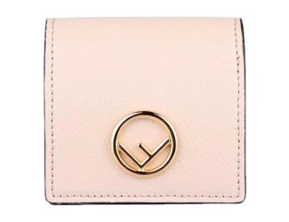 Fendi Calf Leather F Logo Poudre Pink Leather Coin Case