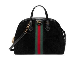 Gucci Ophidia Dome Black Suede Web Stripe Top Handle Satchel