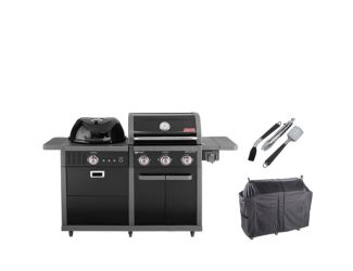 Revolution Dual Fuel Grilling Kit with 3-Burner Gas BBQ Grill, Charcoal Kettle Grill, Heavy-Duty Cov
