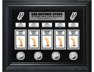 San Antonio Spurs 5-Time NBA Champions Deluxe Silver Coin & Banner Collection