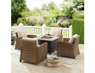 Bradenton 5Pc Outdoor Wicker Conversation Set W/Fire Table
