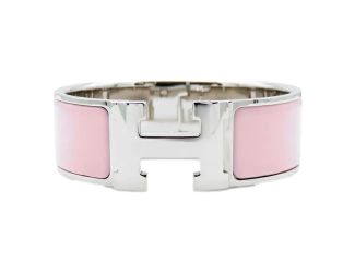 Hermes Clic Clac PM Wide Enamel Rose Cassata Pink Bracelet