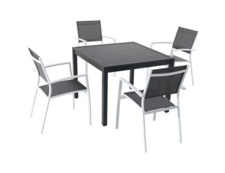 Naples 5-Piece Outdoor Dining Set with 4 Sling Arm Chairs and a 38" Square Dining Table