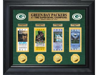 Green Bay Packers 4-Time Super Bowl Champions Deluxe Gold Coin & Ticket Collection