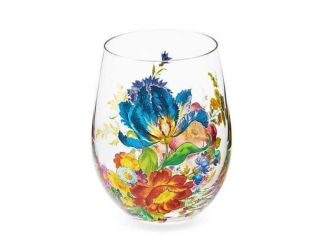 Flower Market Stemless Wine Glass, Set of 4