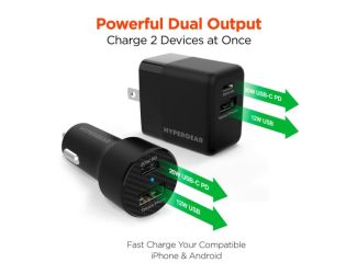 Hypergear Wall/Car Charger Bundle 20W USB-C PD + 12W Black