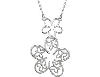 Sterling Silver Flower & Butterfly 18" Necklace