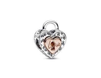 Two-tone Padlock Splittable Heart Charm