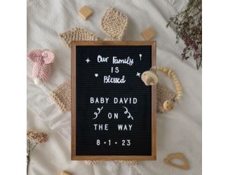 12x17 Wood Frame Letter Board with 389 PP Letters - Torched Wood/Black Felt