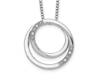 White Ice Sterling Silver RH Plated White Ice .02ct. Diamond Circle 18" Necklace