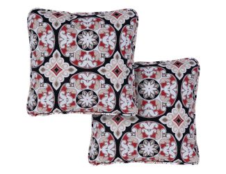 Set of 2 Medallion Indoor/Outdoor Throw Pillows in Red and Black