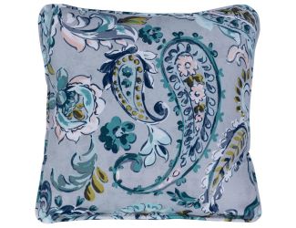 Paisley Indoor/Outdoor Throw Pillow in Grey and Blue