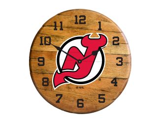 New Jersey Devils Oak Barrel Clock