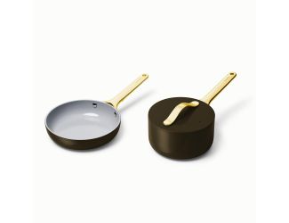 Nonstick Ceramic Minis Duo Cookware Set - Fry Pan & Saucepan Black/Gold