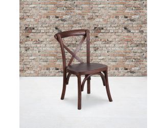 Stackable Kids Mahogany Wood Cross Back Chair - Kids Dining Chair