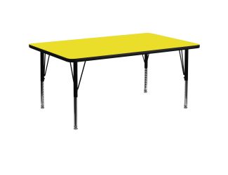 30"W x 72"L Rectangular Yellow HP Laminate Adjustable Activity Table