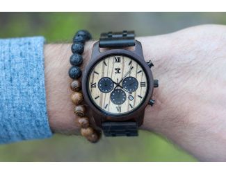 Wild  Black Sandalwood & Zebrawood Chronograph Wooden Watch