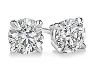 Certified PARIKHS Round Prime Diamond  Stud 14K White Gold 0.20ct IJK Color,I1 Clarity