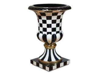 Sterling Check Pedestal Urn