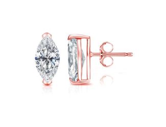 Bright White Pristine Marquise Lab Grown Diamond Stud in 14K Rose Gold 2.20ct, Color-GH,Clarity-VS