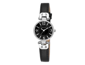 Women's Black Leather Bracelet Watch