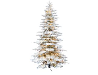 6.5-Ft. White Pine Snowy Artificial Christmas Tree with Clear Smart String Lighting