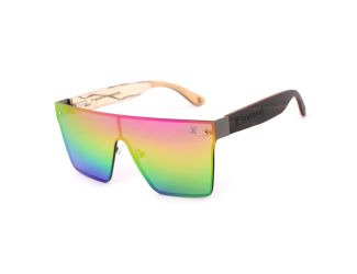 Apres-Ski - Frameless, Reflective & Maple Wood Wooden Sunglasses Rainbow