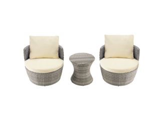 Romantic Collection - Outdoor 3-Piece Bistro Set - Grey, Beige