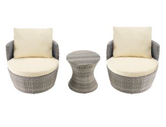 Romantic Collection - Outdoor 3-Piece Bistro Set - Grey, Beige