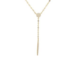 PARIKHS Gold Plated CZ Drop Bar Necklace in 925 Sterling Silver