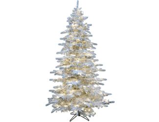 6.5-Ft Silverado Pine White Flocked Slim Christmas Tree with EZ Connect Clear Smart Lights