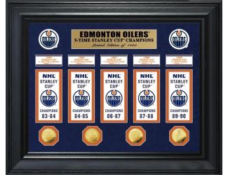 Edmonton Oilers 5-Time Stanley Cup Champions Deluxe Gold Coin & Banner Collection
