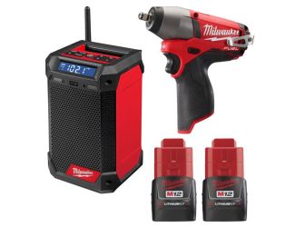 M12 FUEL 3/8" Impact Wrench w/ Radio + Charger & 2 Battery Packs