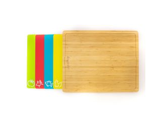 Bamboo 4pc Cutting Board Set, 4 Multi-colored inserts, 16.5x13.4x1.5"