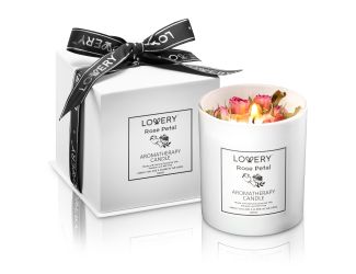 Rose Scented Candle with Dried Flowers Size 2 Pieces