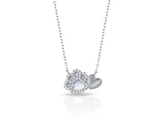 PARIKHS Rhodium Plated Dog Paw Heart Necklace in 925 Sterling Silver