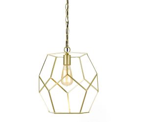 Bellini Polygons Pendant Light for Hardwire or Plug-In Swag Installation in Brushed Gold