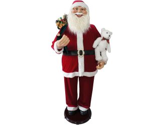 58-In. Dancing Santa with Teddy Bear, Life-Size Motion-Activated Christmas Animatronic