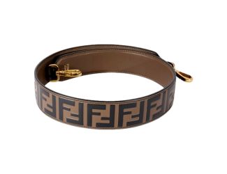 Fendi Strap You FF Zucca Brown Calfskin Leather Mini Shoulder Strap Gold Hardware