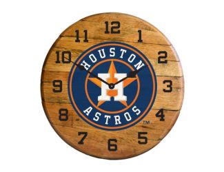 Houston Astros Oak Barrel Clock