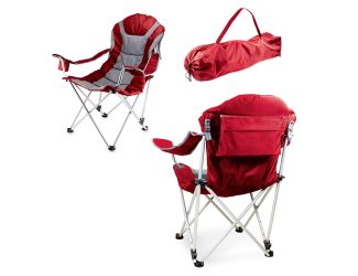 Reclining Camp Chair w/ Carry Bag Dark Red