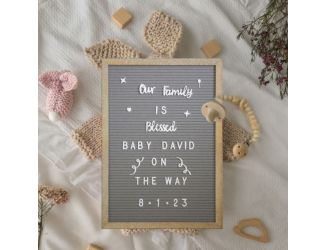12x17 Wood Frame Letter Board with 389 PP Letters - Weathered Wood/Gray Felt
