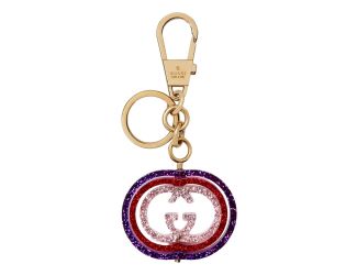 Gucci Interlocking G Purple and Red Glitter Keychain Handbag Charm