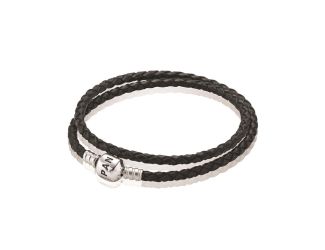 Braided Dbl Leather Bracelet Size 15"