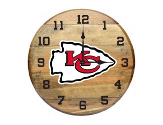 Kansas City Chiefs Oak Barrel Clock