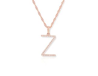 PARIKHS Diamond Initial 'Z' Pendant Necklace in 18k Rose Gold over Sterling Silver 0.10ct IJK-I2