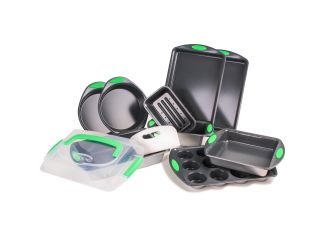 11pc Perfect Slice Bakeware Set, Silver/Green