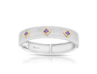 Belle Etoile Two tone Amethyst studded Valore Bangles - 925 Sterling silver-Medium size