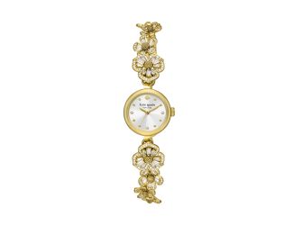 Ladies Monroe Gold-Tone Stainless Steel Floral Watch MOP Dial